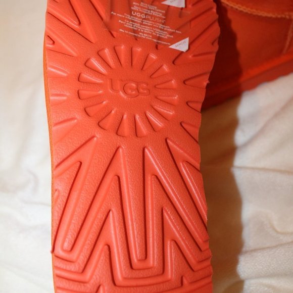 NIB UGG WOMEN'S ULTRA MINI SUEDE SHEARLING ANKLE WINTER BOOTS SODA ORANGE - Picture 6 of 7